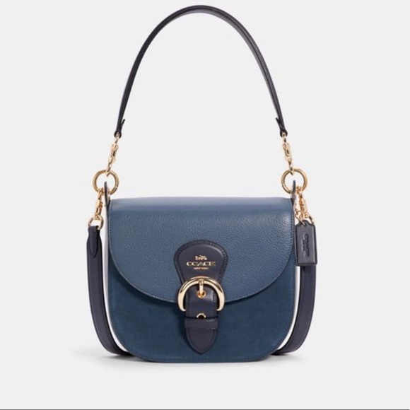 Coach Leather Shoulder Bag (blue multi colored)